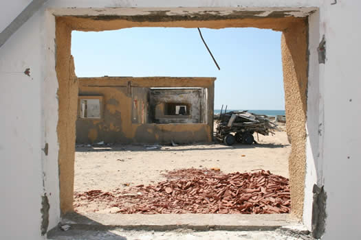 Former Palestinain summer home occupied by settlers and destroyed upon their departure.